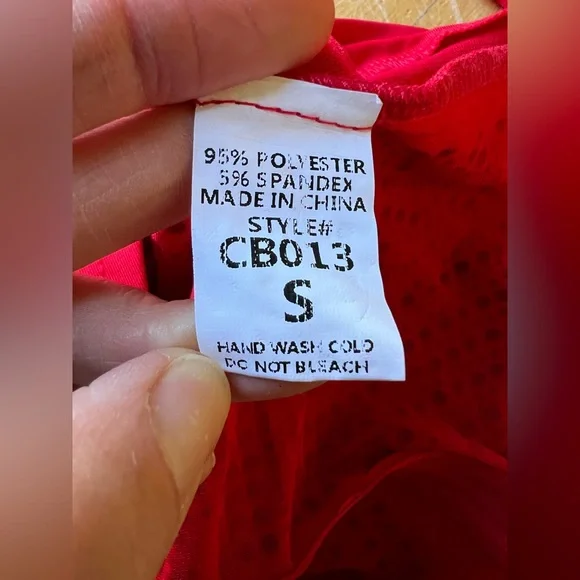 Red See-through Studded Bodysuit - Picture 13 of 16